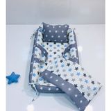 Balamira Koyu Yıldız Büyük Yıldız 3 Parça Babynest Seti - Desenli