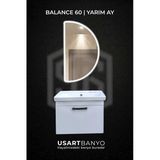 Balance 60 Cm Banyo Dolabı + Reflectus Yarım Ay Beyaz Led Ayna 80X45 Cm