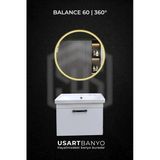 Balance 60 Cm Beyaz Banyo Dolabı 360° Led Ayna 60X60