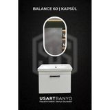 Balance 60 Cm Beyaz Banyo Dolabı, Kapsül Led Ayna 80X45