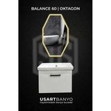 Balance 60 Cm Beyaz Banyo Dolabı, Oktagon Günışığı Led Ayna 80X45