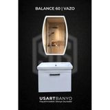 Balance 60 Cm Beyaz Banyo Dolabı, Vazo Beyaz Led Ayna 80X50 Cm