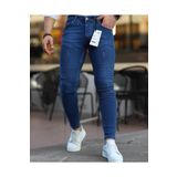 Balance Moda Erkek Mavi Slim Fit Dar Paça Lazerli Kot Pantolon