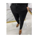 Balance Moda Erkek Siyah Slim Fit Esnek Likralı Keten Pantolon
