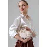 BALANZ Bej Kadın Peluş Çanta Zincir Çapraz Askılı Omuz ve El Çantası
