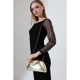 BALANZ GOLD KADIN ZİNCİR ASKILI ABİYE ŞIK MİNİMAL DRAPELİ KLİPSLİ CLUTCH DÜĞÜN NİŞAN DAVET GECE EL ÇANTASI