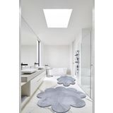 Balat Halı 2'li Açık Gri Banyo Halısı Peluş Post Halı Klozet Takımı 60x60(papatya) Ve 80x80(papatya)