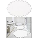 Balat Halı 2'li Beyaz Banyo Halısı Peluş Halı Klozet Takımı 50x80(ELİPS PAPATYA)-60x100(ELİPS PAPATYA)