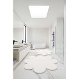 Balat Halı 2'li Beyaz Banyo Halısı Peluş Post Halı Klozet Takımı 60x60(papatya) Ve 80x80(papatya)