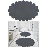 Balat Halı 2'li Koyu Gri Banyo Halısı Peluş Halı Klozet Takımı 50x80(ELİPS PAPATYA)-60x100(ELİPS PAPATYA)