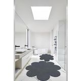 Balat Halı 2'li Koyu Gri Banyo Halısı Peluş Post Halı Klozet Takımı 60x60(papatya) Ve 80x80(papatya)