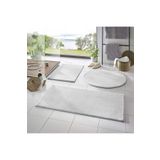 Balat Halı 3'lü Banyo Halısı Peluş Post Halı Klozet Takımı Beyaz 50x50(YUVARLAK)-50x50 Ve 50x70
