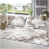 Balat Halı 3'lü Set Kaymaz Taban Banyo Paspası Halısı 50X50 (Yuvarlak Papatya ) --50X60(LAZER)- -60X100 (Lazer) - Kahverengi