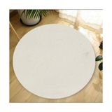 Balat Halı Dekoratif Beyaz Peluş Yumuşak Yuvarlak Oval Krem 120x120 cm Salon Halı