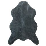 Balat Halı Kalın Desenli Koyu Gri Dekor Peluş Yumuşak Post Halı 60x90