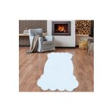 Balat Halı Lazer Kesim Dekor Peluş Uzun Tüylü Yolluk Halı Beyaz 80x300