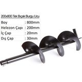 Balatlı Tek Bıçak Toprak Burgu Ucu 200 x 800 mm