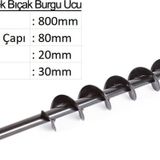 Balatlı Tek Bıçak Toprak Burgu Ucu 8cm
