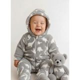 balbeybi Welsoft Unisex Bebek Çocuk Kışlık Fermuarlı Peluş Tulum , Bebek ve Çocuk Tulum - Gri - 6 - 9 Ay