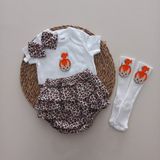 Balböceğikids Kız Bebek Leopar Çakıl Fırfır Şort Etek Bodyli Çorap Takımı - 1 - 2 Yaş