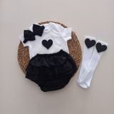 Balböceğikids Kız Bebek Siyah Kalp Fırfırşort Etek Bodyli Çorap Takımı - 6 - 9 Ay