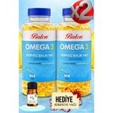 Balen 2 Adet Omega 3 Balık Yağı Trigliserid Form Yumuşak Kapsül 1380 Mg 100 Adet + Hediye Biberiye Yağı
