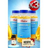 Balen 3 Adet Omega 3 Balık Yağı Trigliserid Form Yumuşak Kapsül 1380 Mg 100 Adet + Hediye Biberiye Yağı