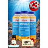 Balen 3 Adet Omega 3 Balık Yağı Trigliserid Form Yumuşak Kapsül 1380 Mg 200 Adet + Hediye Biberiye Yağı