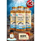 Balen 3 Adet Omega 3 Balık Yağı Yumuşak Kapsül 1380 Mg 200 Adet Takviye Edici Gıda + Hediye Biberiye Yağı