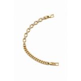Balenbi Jewelry 14K Gold Paslanmaz Çelik Oval Halka Gurmet Zincir Zirkon Taşlı Kadın Bileklik 1249