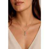Balenbi Jewelry Kadın Taşlı Karabina Figürlü Gümüş Renk Kararmaz Çelik Kolye 1156