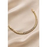 Balenbi Jewelry Kadın Taşlı Kare Plaka Detaylı Kararmaz Çelik Bileklik 14K Gold Renk 1136