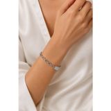 Balenbi Jewelry Kadın Taşlı Oval Halka Detaylı Gümüş Renk Kararmaz Çelik Zincir Bileklik 1096