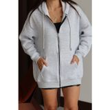 Balenbi Kadın 3 İplik İçi Polarlı Kapüşonlu 75cm Oversize Sweat Hırka 1129