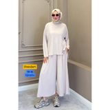 Balenbi Kadın Modal Pike Bol Paça Pantolon Rahat Kalıp İkili Tesettür Takım 1222 Taş - Premium Seri