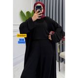 Balenbi Kadın Penye Uzun Hırka Bluz Geniş Paça Pantolon Abaya Takım 1217 - Standart - Siyah