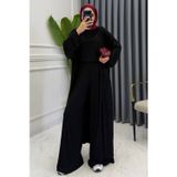 Balenbi Kadın Penye Uzun Hırka Bluz Geniş Paça Pantolon Abaya Takım 1217