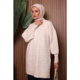 Balenbi Kare Dokulu Oversize Yumoş Tesettür Triko Tunik 7012