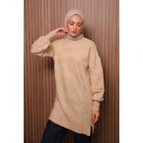 Balenbi Örgü Dokulu Yumoş Oversize Tesettür Triko Tunik 7018