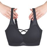 Balensiz Push Up Dikişsiz Çıkarılabilir Pedli Nefes Alan Sporcu Sütyen - Siyah - 90B