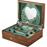 Balerinli Müzikli 190. Yıl Özel Seri Ceviz Ahşap 26X20X9 cm Kahverengi Takı Kutusu