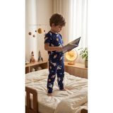 Balgüneş Tekstil Uzay Temalı Erkek Çocuk Pijama Takımı - Lacivert - 10 Yaş
