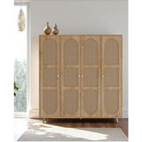 Bali Bohem - 4 Kapaklı Gardırop | Jüt Mdf Kapaklı Elbise Dolabı | 160CM -Meşe