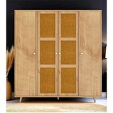 Bali Bohem Jüt 4 Kapaklı Gardırop Jüt Mdf Kapaklı Elbise Dolabı 160CM - Kahverengi