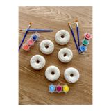BalibeeCandle 6 Adet Farklı Şekillerde Donut Taş Boyama Seti/1 adet fırça ve 6lı boya/Kendin Yap seti