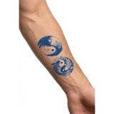 Balık Ağaç Ying Yang Yarı Kalıcı El boyun Bilek için aylık Geçici Dövme 12x7 cm