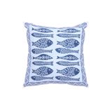 Balık Desenli Pamuk Kumaş Kare Yastık(45x45 Cm)