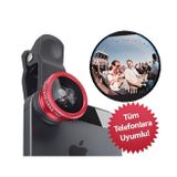 Balık Gözü Cep Telefonu Lensi (3'lü Set) - Makro, Geniş Açı, Fish Eye, Tüm Modeller