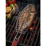 Balık Izgara Teli Büyük Boy Paslanmaz Ahşap Saplı Balık Izgarası 40x15 cm Izgara Alanı 29 cm Uzun Saplı,