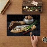 Balık- Patates- Soğan- Ekmek Tasarımı 240 Parça Ahşap Puzzle Ahşap Kutuda MP00388